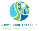 Surry County Schools Logo. Image text says: Surry County Schools, Lighting Pathways to Global Success.