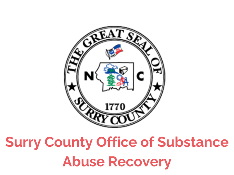 The seal of Surry County. Image text says: Surry County Office of Substance Abuse Recovery.